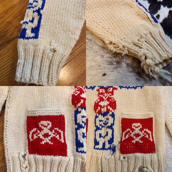 Vintage 1950’s Cowichan Knit Sweater with Totem Pole and Whale Motifs - Picture 8 of 8
